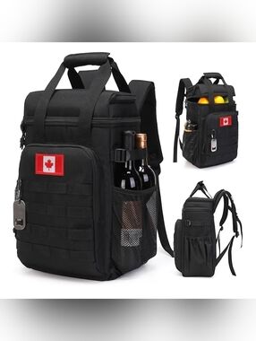Tactical Cooler Backpack Black Insulated Lunch Bag MOLLE + Bottle Opener & More